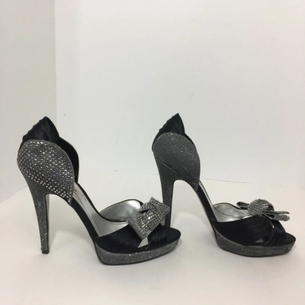 Dune Diamante Platform Peep Toe Bow High Heels 9